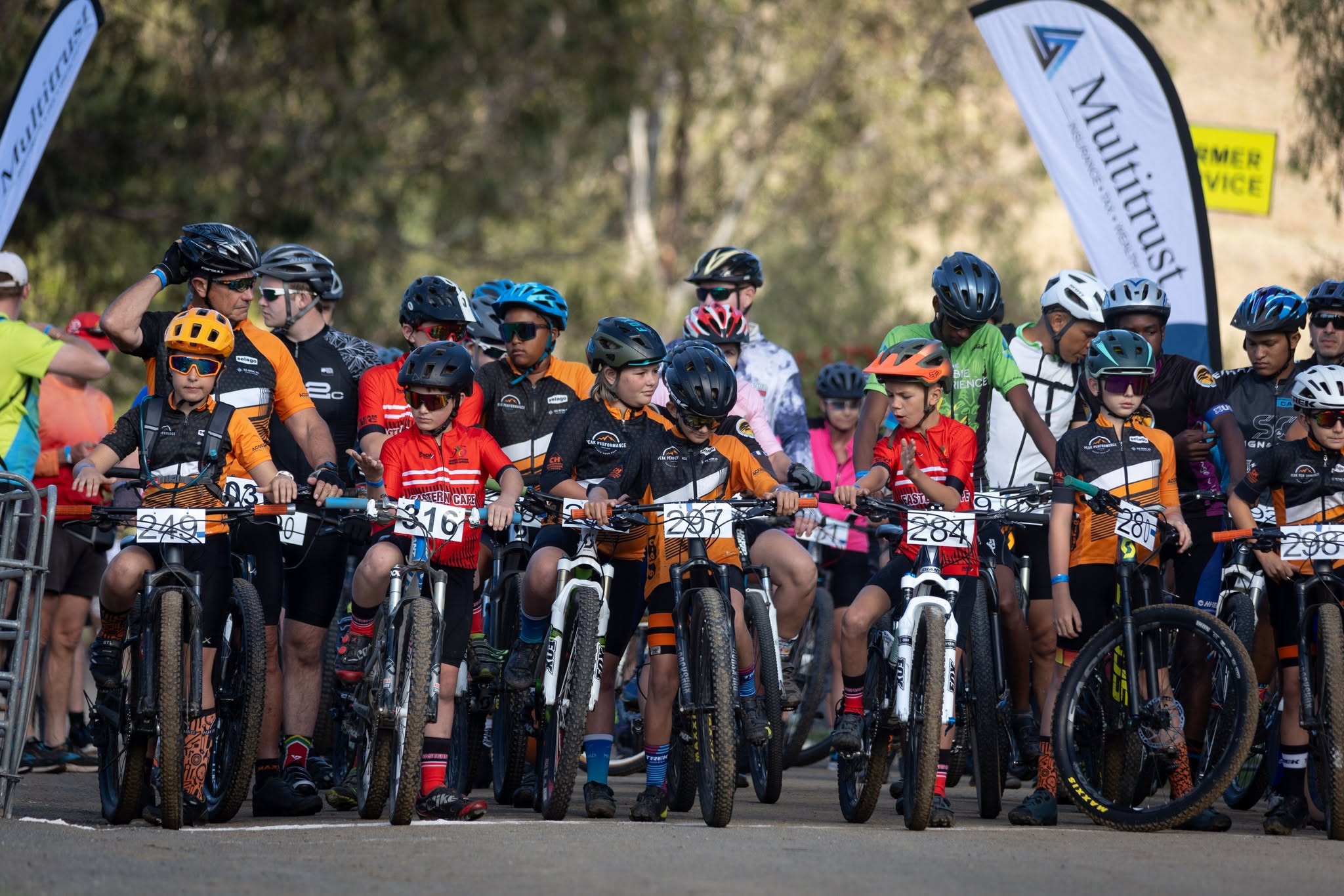 Young riders waiting at the start line